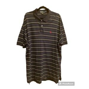 Polo Ralph Lauren Polo Shirt XXL Custom Fit Blue white‎ striped Red Pony Cotton